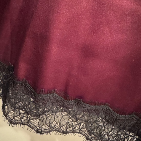 White House Black Market Burgundy & Black Lace Slip/Tank - Picture 3 of 4